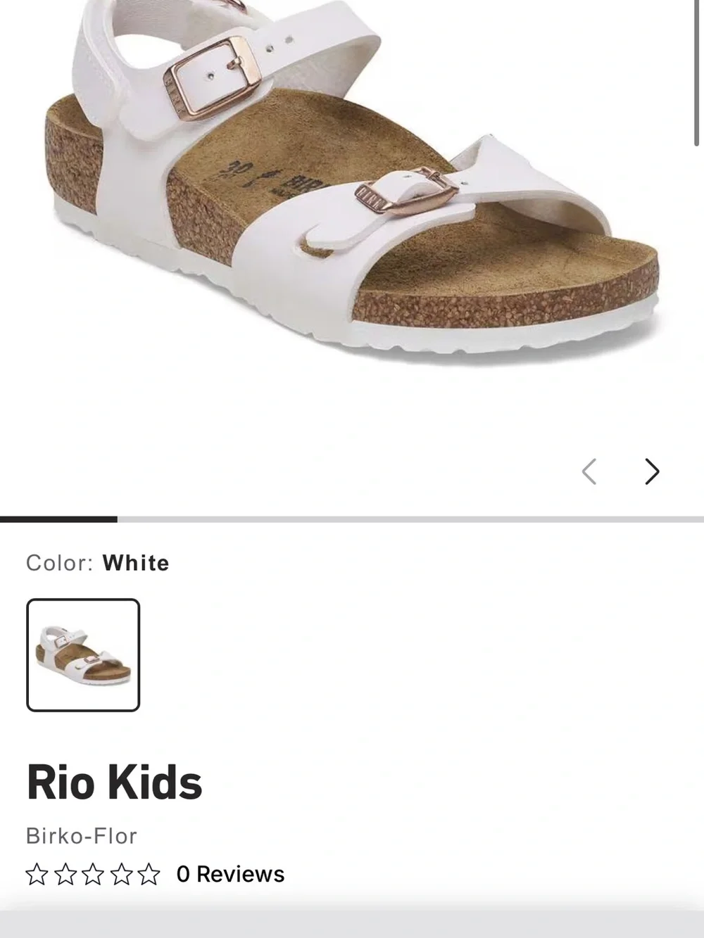 Size 3-3.5US / 34EU - Birkenstock Rio Kids White Double Buckle Sandals
